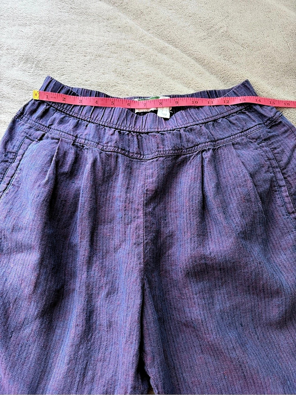 Anthropologie Purple Linen Floral Embroidered Pants S Petite - Picture 6 of 7